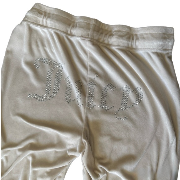 Juicy Couture Cream Rhinestone Y2K Logo Lounge Set Size M ✨ - Picture 9 of 13